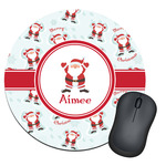 Santa Clause Making Snow Angels Round Mouse Pad (Personalized)