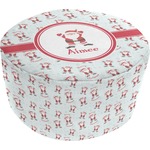 Santa Clause Making Snow Angels Round Pouf Ottoman (Personalized)