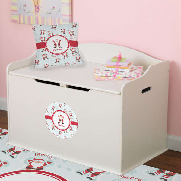 Santa Claus Round Wall Decal on Toy Chest