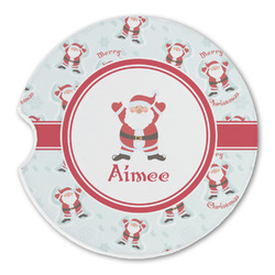 Santa Clause Making Snow Angels Sandstone Car Coaster - Single (Personalized)