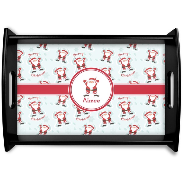 Custom Santa Clause Making Snow Angels Wooden Tray (Personalized)