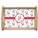 Santa Clause Making Snow Angels Natural Wooden Tray - Small w/ Name or Text