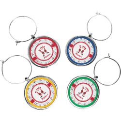 Santa Clause Making Snow Angels Wine Charms (Set of 4) (Personalized)