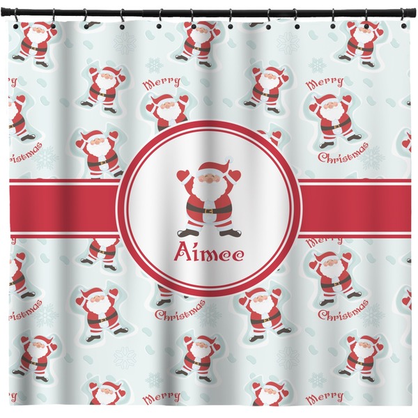 Custom Santa Clause Making Snow Angels Shower Curtain - Custom Size w/ Name or Text