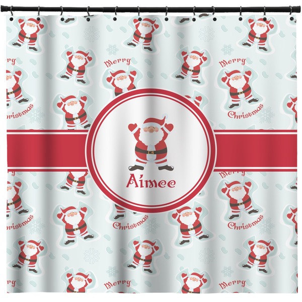 Custom Santa Clause Making Snow Angels Shower Curtain (Personalized)