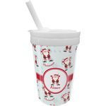 Santa Clause Making Snow Angels Sippy Cup with Straw (Personalized)