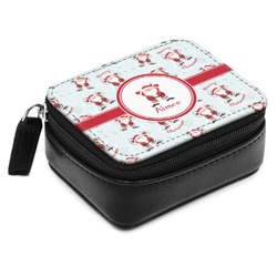 Santa Clause Making Snow Angels Small Leatherette Travel Pill Case w/ Name or Text