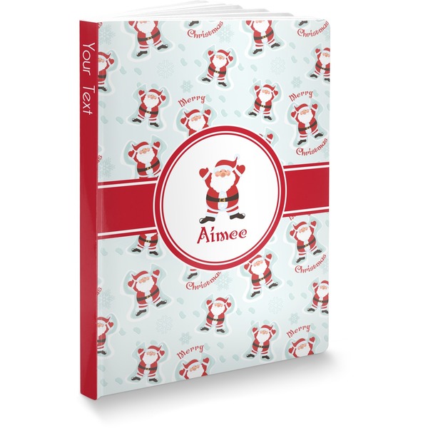 Custom Santa Clause Making Snow Angels Softbound Notebook - 7.25" x 10" (Personalized)