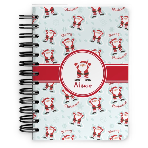Custom Santa Clause Making Snow Angels Spiral Notebook - 5x7 w/ Name or Text