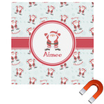 Santa Clause Making Snow Angels Square Car Magnet - 6" w/ Name or Text