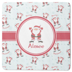 Santa Clause Making Snow Angels Square Rubber Backed Coaster w/ Name or Text