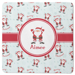 Santa Clause Making Snow Angels Square Rubber Backed Coaster w/ Name or Text