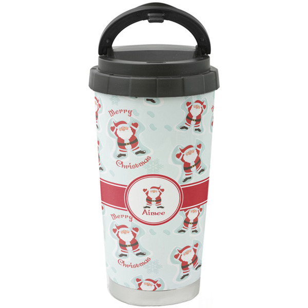 Custom Santa Clause Making Snow Angels Stainless Steel Coffee Tumbler (Personalized)
