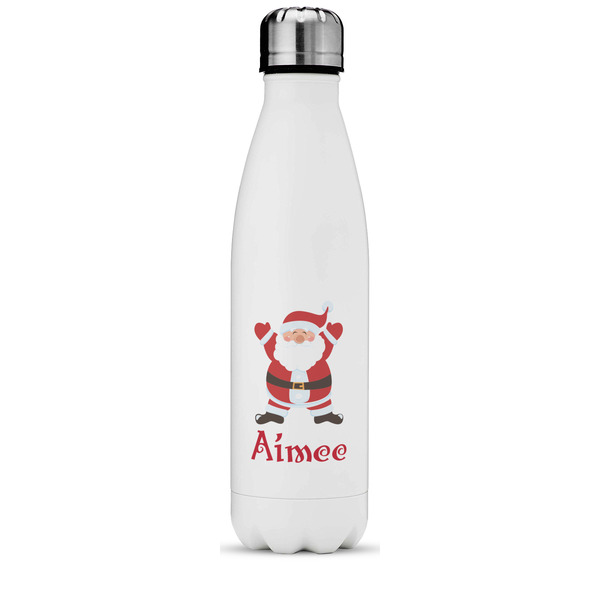 Custom Santa Clause Making Snow Angels Water Bottle - 17 oz. - Stainless Steel - Full Color Printing (Personalized)