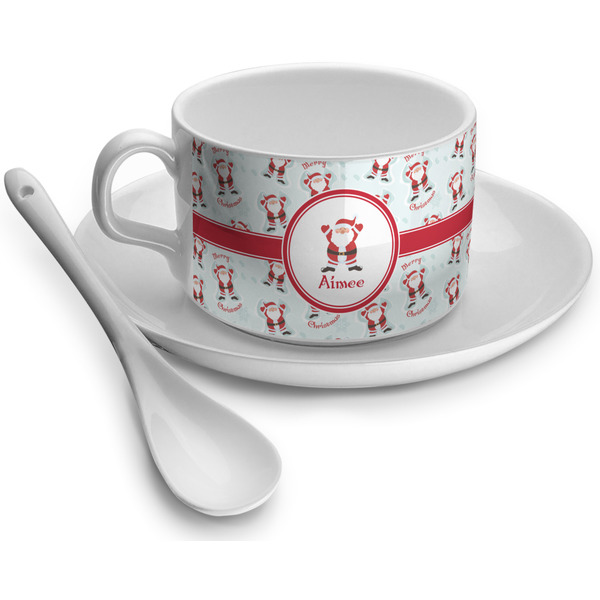 Custom Santa Clause Making Snow Angels Tea Cup - Single (Personalized)