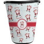 Santa Clause Making Snow Angels Waste Basket - Single Sided (Black) w/ Name or Text