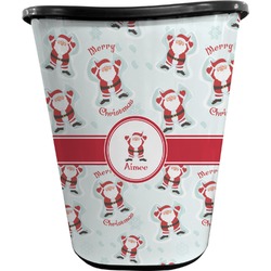 Santa Clause Making Snow Angels Waste Basket - Single Sided (Black) w/ Name or Text
