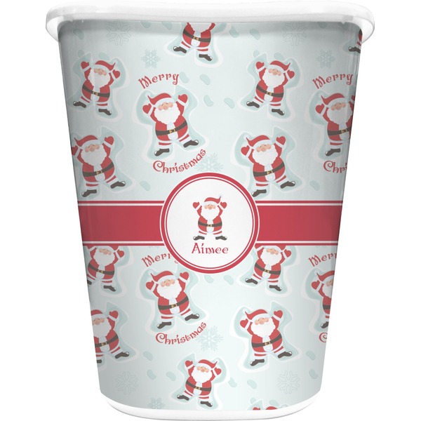 Custom Santa Clause Making Snow Angels Waste Basket (Personalized)