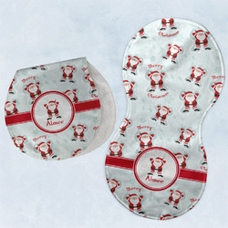 Santa Clause Making Snow Angels Burp Pads - Velour - Set of 2 w/ Name or Text