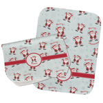Santa Clause Making Snow Angels Burp Cloths - Fleece - Set of 2 w/ Name or Text