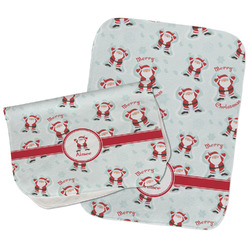 Santa Clause Making Snow Angels Burp Cloths - Fleece - Set of 2 w/ Name or Text