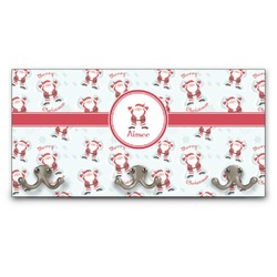 Santa Clause Making Snow Angels Wall Mounted Coat Rack w/ Name or Text
