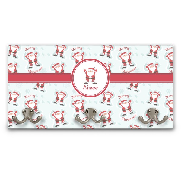 Custom Santa Clause Making Snow Angels Wall Mounted Coat Rack w/ Name or Text