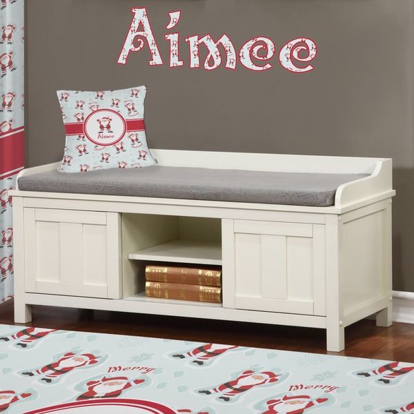 Santa Claus Wall Name Decal Above Storage bench