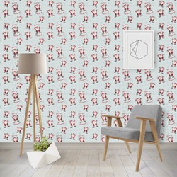 Santa Clause Making Snow Angels Wallpaper & Surface Covering (Water Activated - Removable)