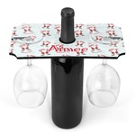 Santa Clause Making Snow Angels Wine Bottle & Glass Holder (Personalized)