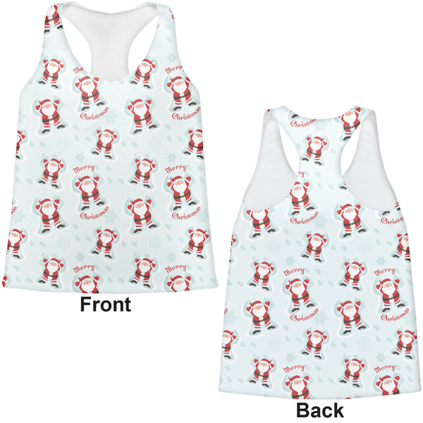 Santa Claus Womens Racerback Tank Tops - Medium - Front and Back