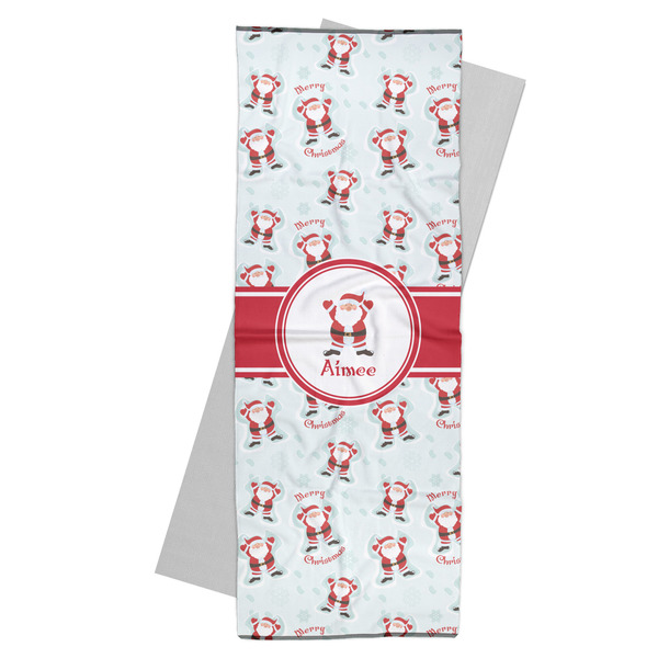 Custom Santa Clause Making Snow Angels Yoga Mat Towel w/ Name or Text