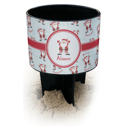 Santa Clause Making Snow Angels Black Beach Spiker Drink Holder (Personalized)