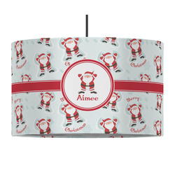 Santa Clause Making Snow Angels 12" Drum Pendant Lamp - Fabric (Personalized)