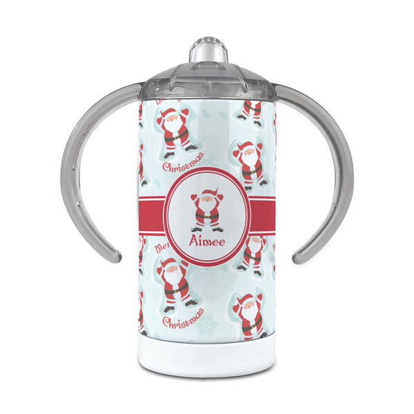 Custom Santa Clause Making Snow Angels 12 oz Stainless Steel Sippy Cup (Personalized)