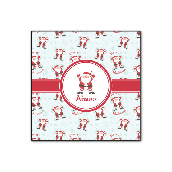 Custom Santa Clause Making Snow Angels Wood Print - 12x12 (Personalized)