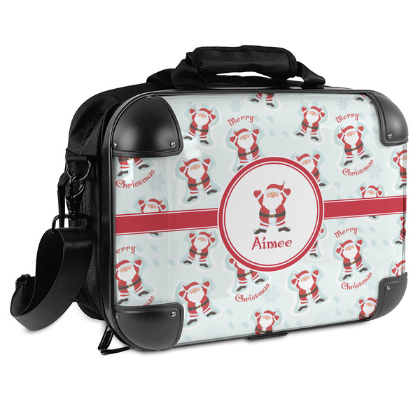 Custom Santa Clause Making Snow Angels Hard Shell Briefcase (Personalized)