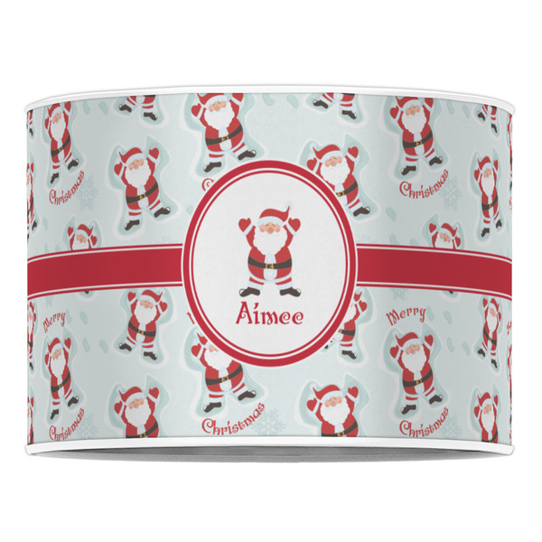 Santa Clause Making Snow Angels 16" Drum Lampshade - FRONT (Poly Film)