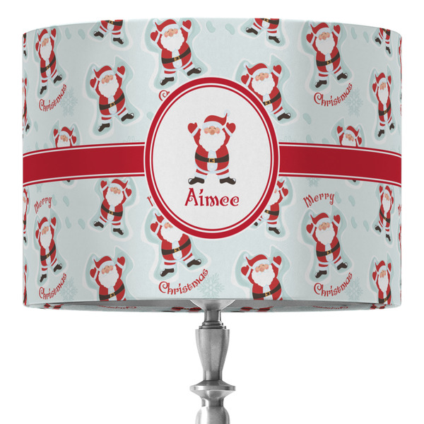 Custom Santa Clause Making Snow Angels 16" Drum Lamp Shade - Fabric (Personalized)