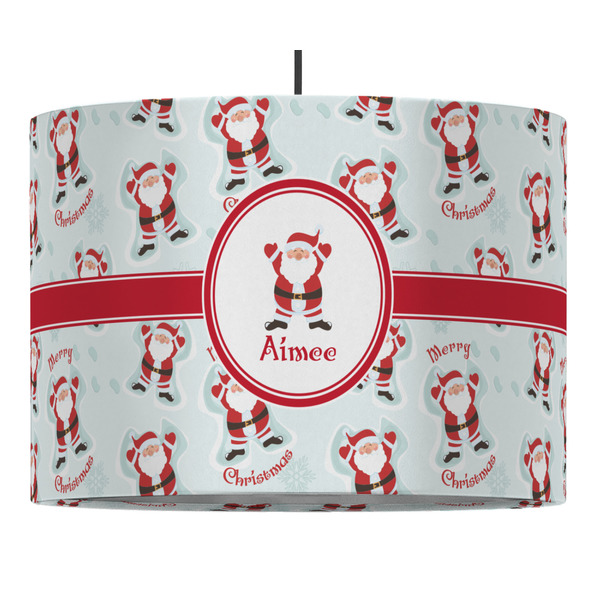 Custom Santa Clause Making Snow Angels 16" Drum Pendant Lamp - Fabric (Personalized)