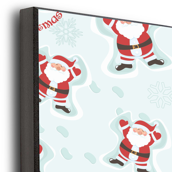 Santa Clause Making Snow Angels 16x20 Wood Print - Closeup