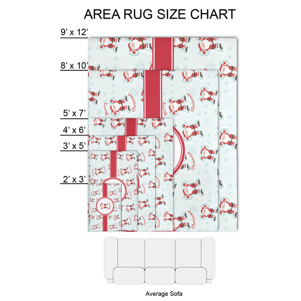 Santa Clause Making Snow Angels 2'x3' Indoor Area Rugs - Size Chart