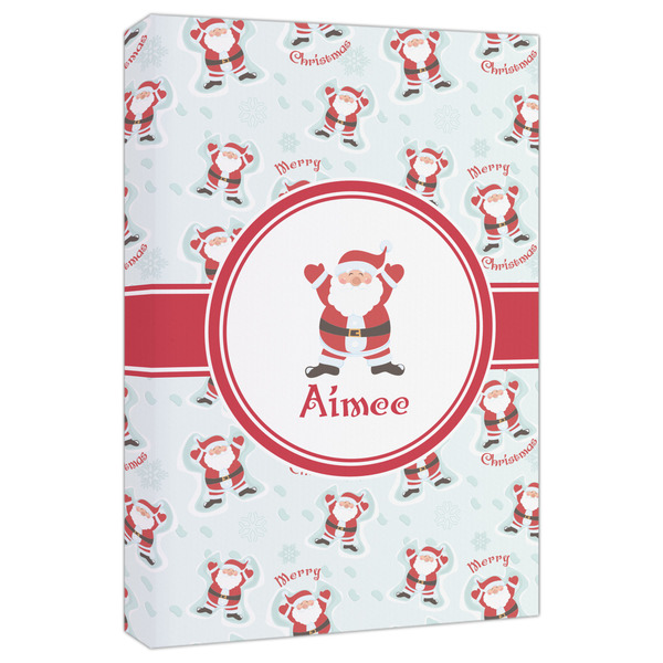 Custom Santa Clause Making Snow Angels Canvas Print - 20x30 (Personalized)