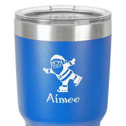 Santa Clause Making Snow Angels 30 oz Stainless Steel Tumbler - Royal Blue - Single-Sided (Personalized)