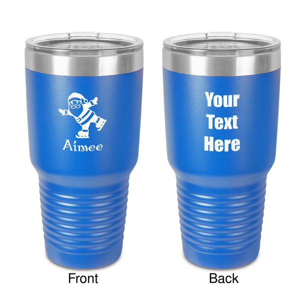 Custom Santa Clause Making Snow Angels 30 oz Stainless Steel Tumbler - Royal Blue - Double-Sided (Personalized)
