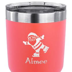 Santa Clause Making Snow Angels 30 oz Stainless Steel Tumbler - Coral - Single Sided (Personalized)