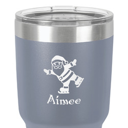 Santa Clause Making Snow Angels 30 oz Stainless Steel Tumbler - Grey - Double-Sided (Personalized)