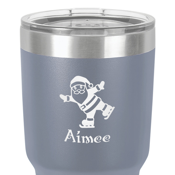 Santa Clause Making Snow Angels 30 oz Stainless Steel Ringneck Tumbler - Grey - Close Up