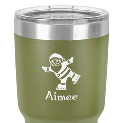 Santa Clause Making Snow Angels 30 oz Stainless Steel Tumbler - Olive - Double-Sided (Personalized)