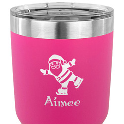 Santa Clause Making Snow Angels 30 oz Stainless Steel Tumbler - Pink - Single Sided (Personalized)